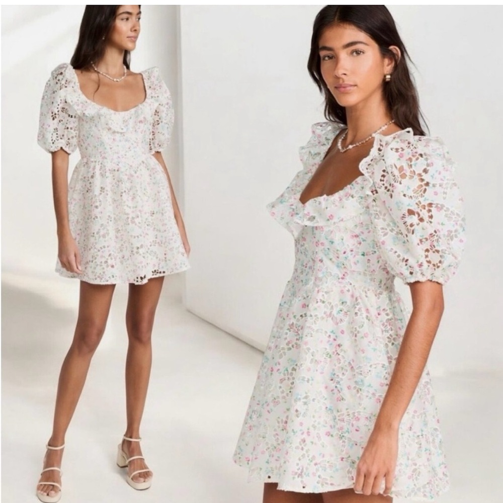 NWT For Love & Lemons Magnolia Floral Eyelet Mini Dress MediumVictoria’s Secret